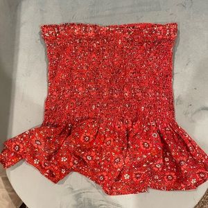 Joie Smocked Red Tube Top Sz Medium